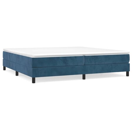 vidaXL Lit à sommier tapissier et matelas Bleu foncé 200x200cm Velours