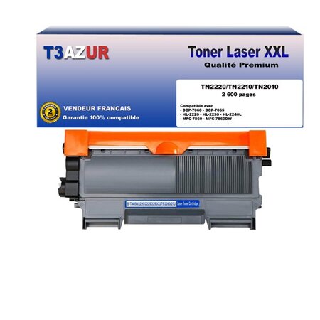 Toner  compatible avec  brother tn2220  tn2010 pour brother fax 2840  fax 2845  fax 2940 - 2600 pages - t3azur