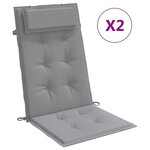 vidaXL Coussins de chaise à dossier haut lot de 2 gris tissu oxford