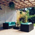 vidaXL Salon de jardin 5 Pièces avec coussins Résine tressée Noir
