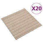 vidaXL Dalles de tapis de sol 20 Pièces 5 m² 50x50 cm Beige rayé