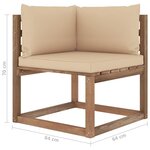 vidaXL Salon palette de jardin 3 Pièces et coussins Bois de pin imprégné