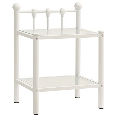 vidaXL Table de chevet Blanc/transparent 45x34 5x60 5cm Métal et verre
