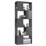 vidaXL Bibliothèque/Séparateur de pièce Gris brillant 60x24x155 cm