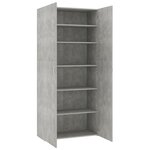 vidaXL Armoire à chaussures Gris béton 80 x 35 5 x 180 cm Aggloméré