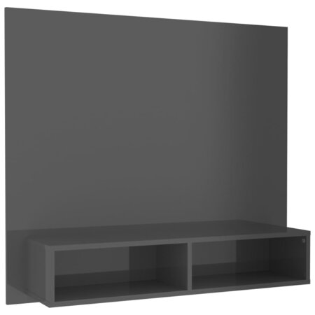 vidaXL Meuble TV mural Gris brillant 102x23 5x90 cm Aggloméré