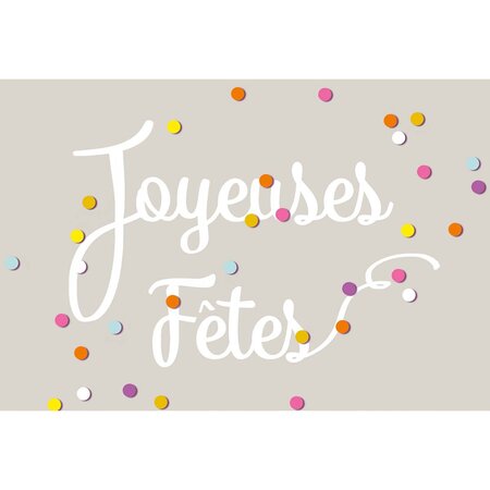 Carte de voeux joyeuses fêtes confettis colorés - draeger paris