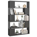 vidaXL Bibliothèque/Séparateur de pièce Gris brillant Aggloméré