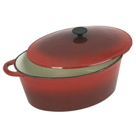 CREALYS GRAND CHEF Cocotte ovale en fonte d'acier émaillée - L 37 cm - 9 L - Rouge - Tous feux dont induction