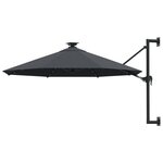 vidaXL Parasol mural avec mât métallique et LED 300 cm Anthracite