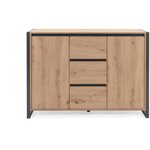 Buffet 2 portes 3 tiroirs - Décor chene artisan / Anthracite - DENVER - L 120 x P 40 x H 88 cm