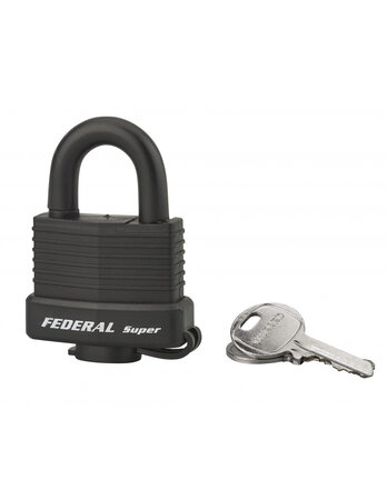 THIRARD - Cadenas à clé Fédéral Lock Sea Line Noir  laiton   extérieur  anse inox  40mm  2 clés