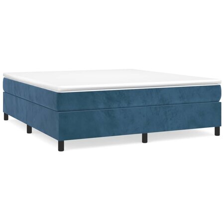vidaXL Lit à sommier tapissier et matelas Bleu foncé 200x200cm Velours