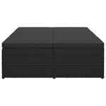 vidaXL Chaise longue convertible avec coussin Résine tressée Noir