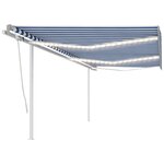 vidaXL Auvent automatique capteur de vent et LED 6x3 5 m Bleu et blanc