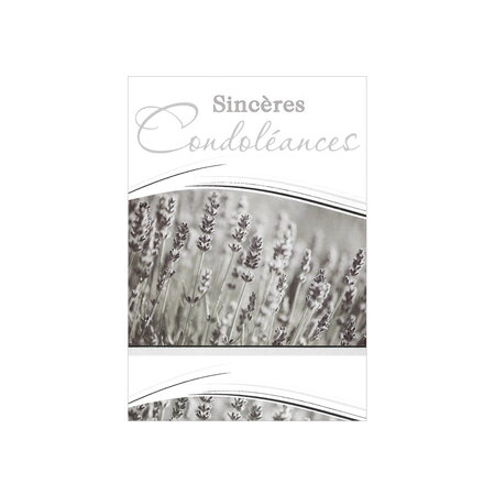 Carte de voeux - condoléances - sincères condoléances - lavande