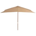 vidaXL Parasol d'extérieur avec mât en bois 200 x 300 cm Taupe