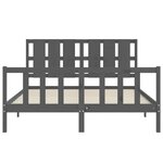 vidaXL Cadre de lit avec tête de lit gris 160x200 cm bois massif