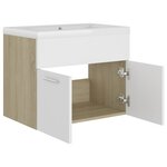 vidaXL Armoire d'évier et lavabo intégré Blanc/chêne sonoma Aggloméré