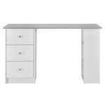Bureau table de bureau poste de travail informatique avec 3 tiroirs bois mélaminé 120 cm blanc et gris