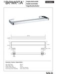Porte-serviette double mural SOLO 60 x2,5 x13 cm en laiton chromé