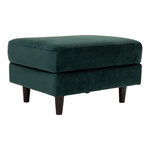 Pouf en velours vert foncé avec pieds en bois noir