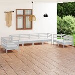 vidaXL Salon de jardin 8 Pièces Blanc Bois de pin massif