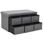 vidaXL Banc de rangement pliable Faux lin 76 x 38 x 38 cm Gris foncé