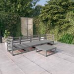 vidaXL Salon de jardin 5 Pièces Gris Bois de pin massif