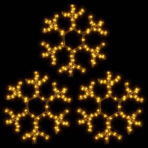vidaXL Flocons de neige de Noël avec LED 3 Pièces Blanc chaud 38x37 cm