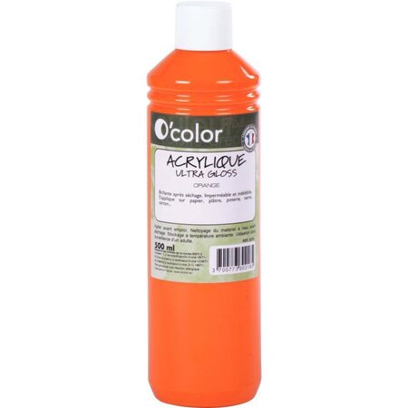 Flacon de 500 ml de peinture acrylique O'COLOR orange
