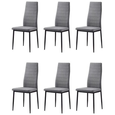 LAUREATE Lot de 6 chaises de salle a manger en métal noir - Tissu gris chiné - Contemporain - L 44 x P 43 cm