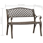 vidaXL Banc de jardin 102 cm Aluminium coulé Bronze