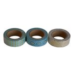Kit washi tape menthe / or foil  15mm  3 designs à 10m  boîte 30m