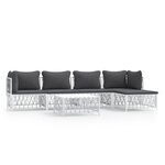 vidaXL Salon de jardin avec coussins 6 Pièces blanc acier