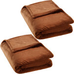 Tectake Lot de 2 plaids polaires - marron