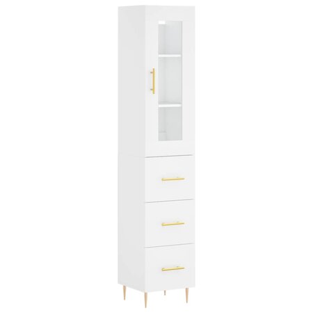 vidaXL Buffet haut Blanc 34 5x34x180 cm Bois d'ingénierie