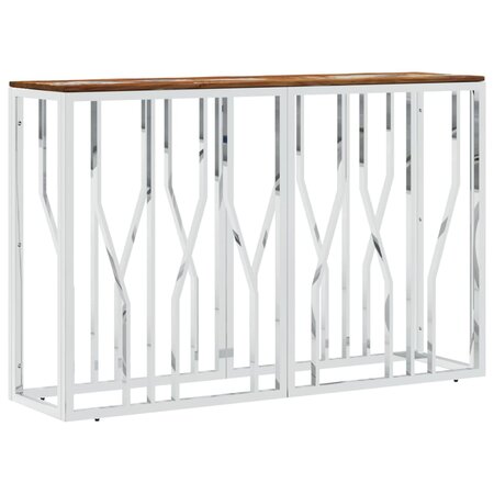 vidaXL Table console argenté acier inoxydable/bois massif récupération