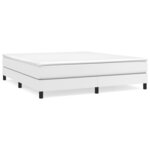 vidaXL Lit à sommier tapissier avec matelas Blanc 160x200cm Similicuir