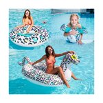 Brassards de natation 3-6 ans + bouée + bouée chevauchable + porte boisson + ballon gonflable - pack famille léopard