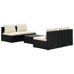 vidaXL Salon de jardin 5 Pièces avec coussins résine tressée noir