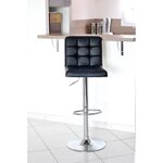 CRUNCH Lot de 2 tabourets de bar - Simili noir - Structure en métal chromé - Contemporain - L 41,5 x P 48 cm
