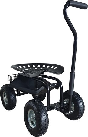 Siège de jardin mobile - noir - 4 roues