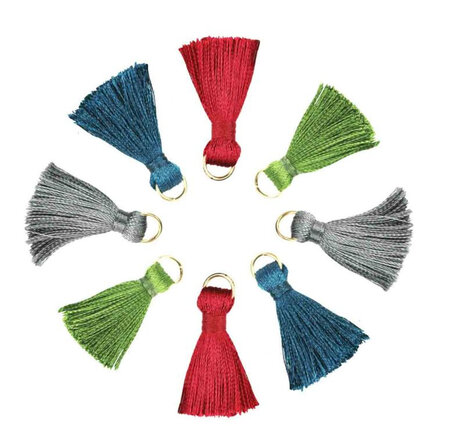 Pompons mini avec anneau doré 3cm Urbain 8 pièces