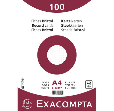 Paquet 100 Fiches Sous Film - Bristol Dots Non Perforé - 210x297mm - X 10 - Exacompta