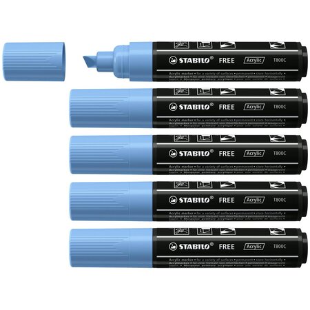 Marqueur pointe large FREE acrylic T800C bleu cobalt x 5 STABILO