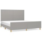 vidaXL Cadre de lit avec tête de lit Gris clair 180x200 cm