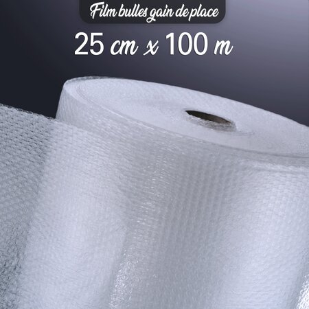 Lot de 6 rouleaux de film bulle d'air 35µ gain de place 25cm x 100 mètres