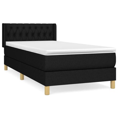 vidaXL Lit à sommier tapissier avec matelas Noir 90x200 cm Tissu