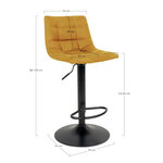 Chaise de bar en microfibre jaune moutarde avec pieds noirs